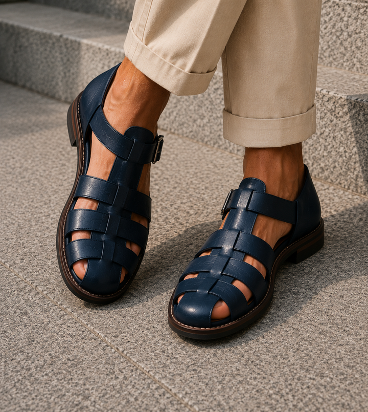 Mens summer fisherman sandals, closed toe for security, adjustable straps for a perfect comfortable fit.