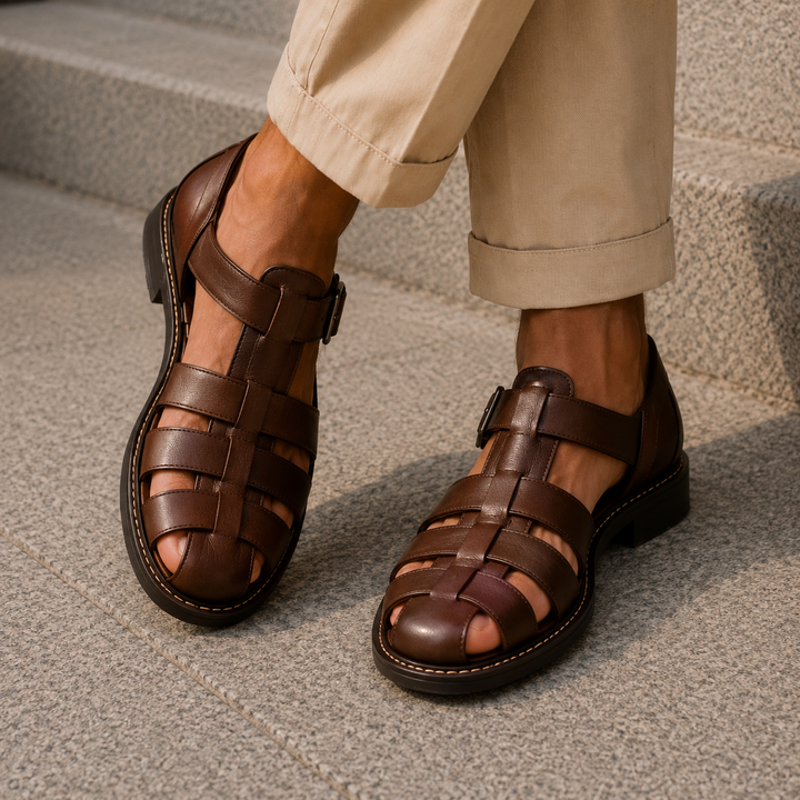 Lightweight men's closed-toe comfort sandals, perfect for summer, travel, beach & casual everyday wear.