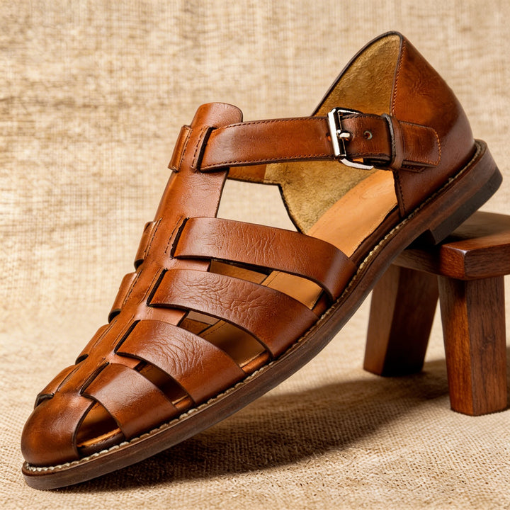 Versatile men's closed-toe fisherman sandals; great for beach, holiday, or everyday casual summer wear.