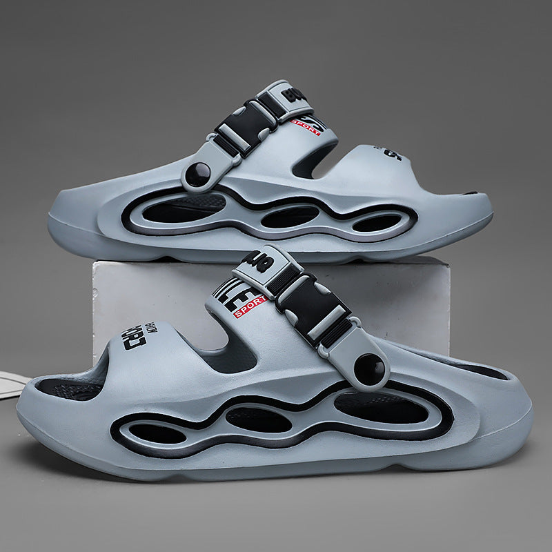 Men's breathable platform sandals, colorblock summer slides. Adjustable casual footwear for ultimate comfort & beach.