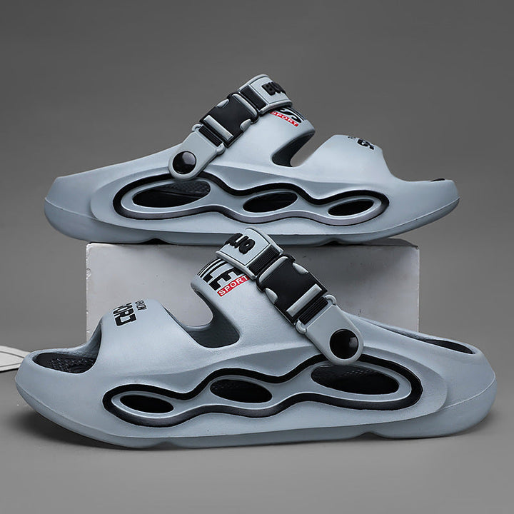 Men's breathable platform sandals, colorblock summer slides. Adjustable casual footwear for ultimate comfort & beach.