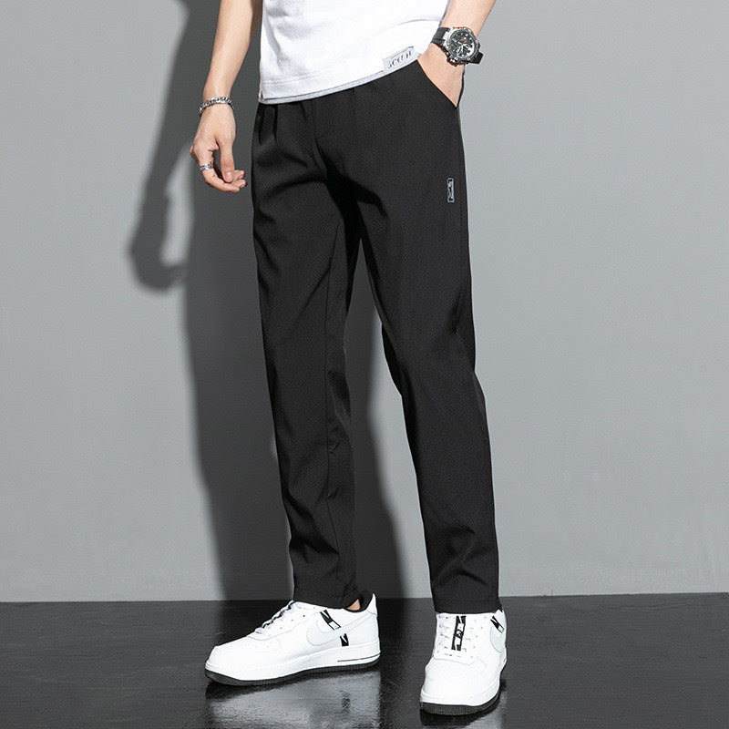 Men's comfort stretch straight leg pants in navy, perfect for office, casual wear & everyday style.