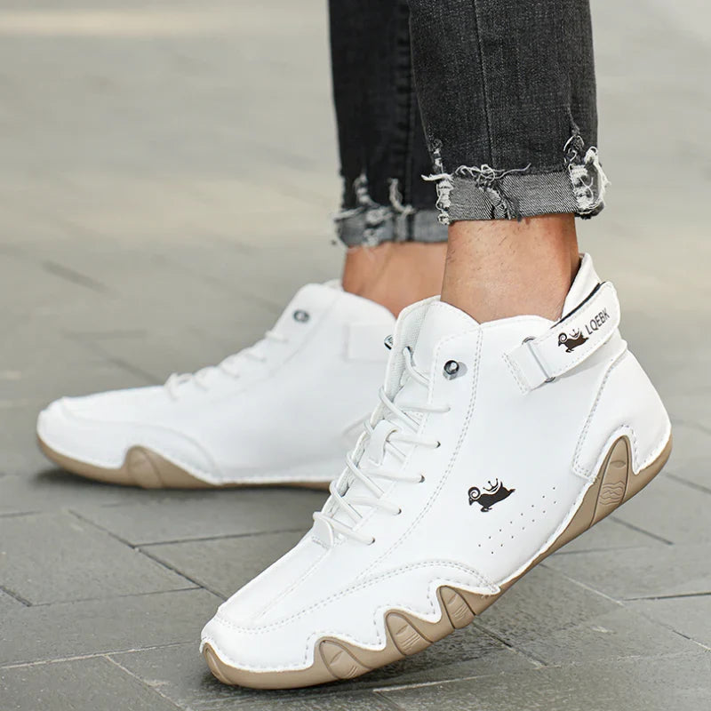 Green men's comfortable walking shoes with orthopedic support, ideal for daily wear & casual style.