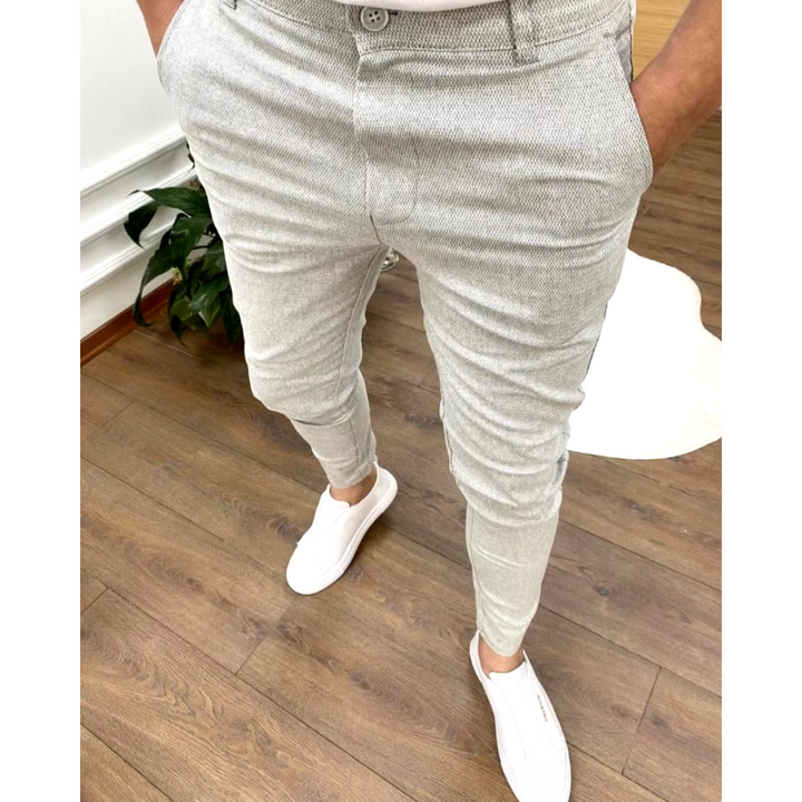 Men's comfortable beige chino trousers for versatile smart-casual, work, or everyday style.