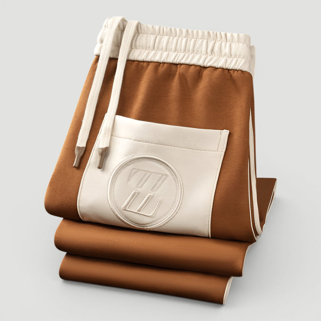 Close-up of comfortable fabric on men's casual two-piece tracksuit, soft for daily use.