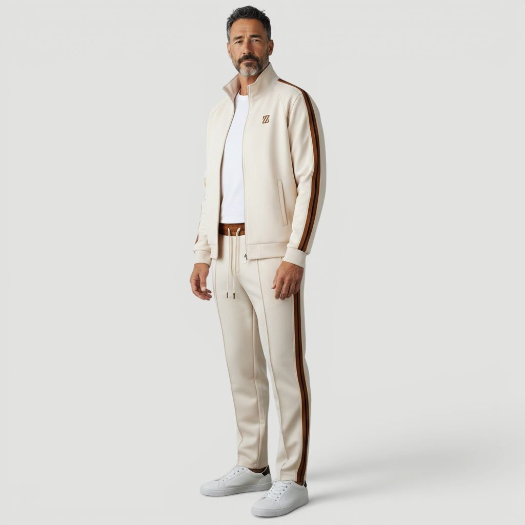 Men's soft black two-piece tracksuit, ideal loungewear with a relaxed fit for comfort.