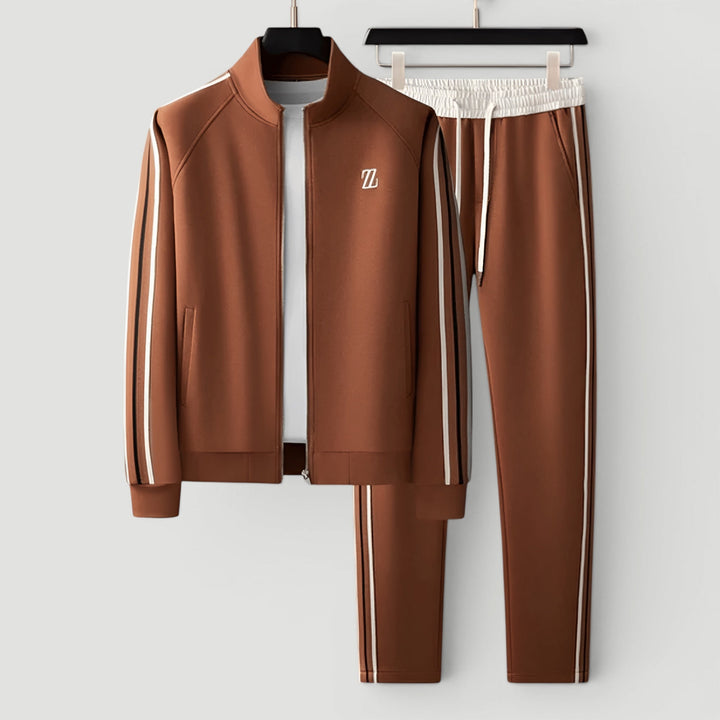 Front view of a men's stylish two-piece casual tracksuit, perfect for versatile wear.