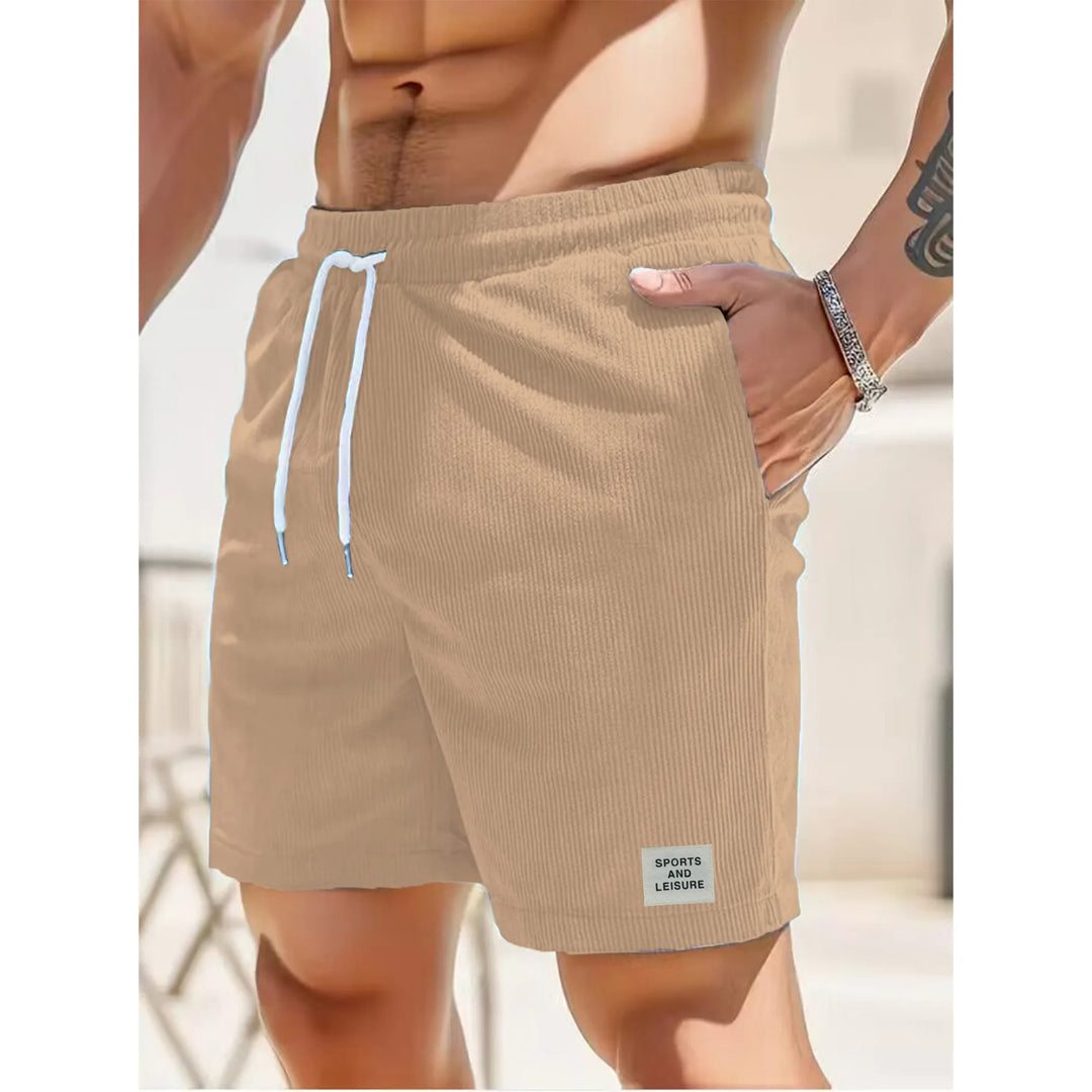 Casual men's corduroy shorts, perfect for beach wear, summer outings, or comfortable everyday fashion.