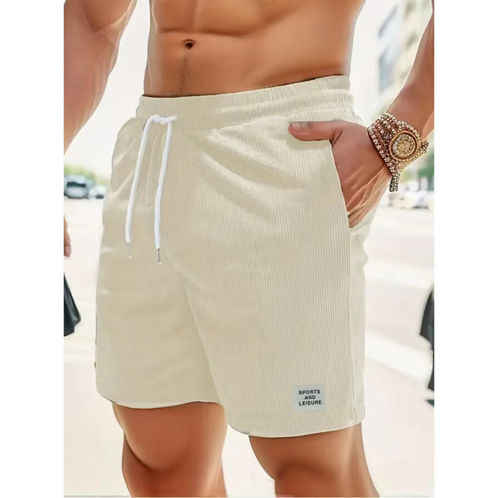Comfortable, relaxed fit men's corduroy shorts with a drawstring, ideal for warm weather style.