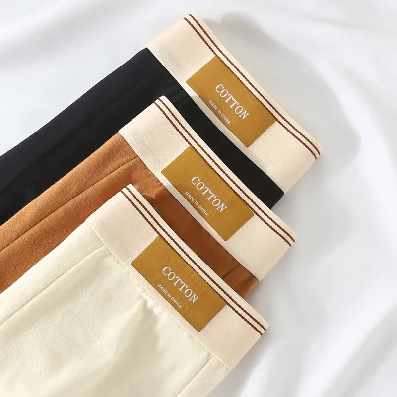 Front view of men's comfortable boxer briefs in a neutral color with a contrasting elastic waistband.