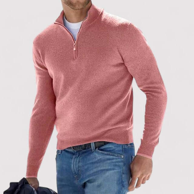 Comfortable men's half-zip pullover sweater for daily wear. Essential casual men's top for cooler weather.