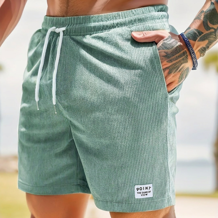 Men's versatile drawstring shorts, lace-up detail & straight leg cut, great for comfort.