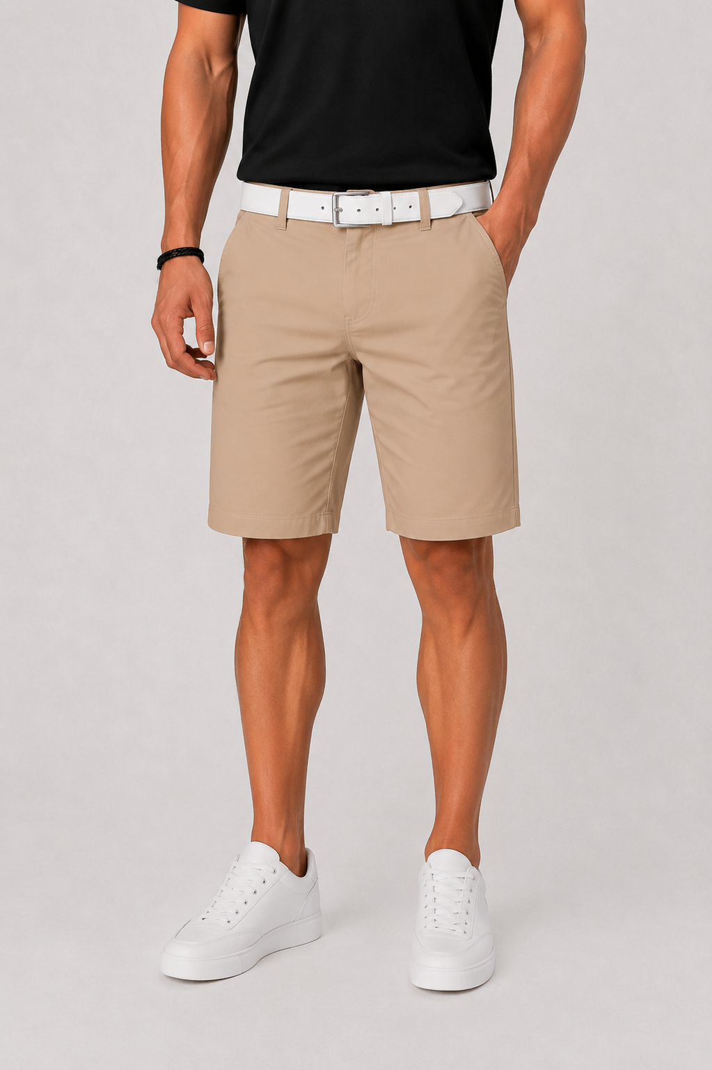 Men's comfortable regular fit summer shorts with practical side pockets, excellent for travel, outdoor, or everyday casual wear.