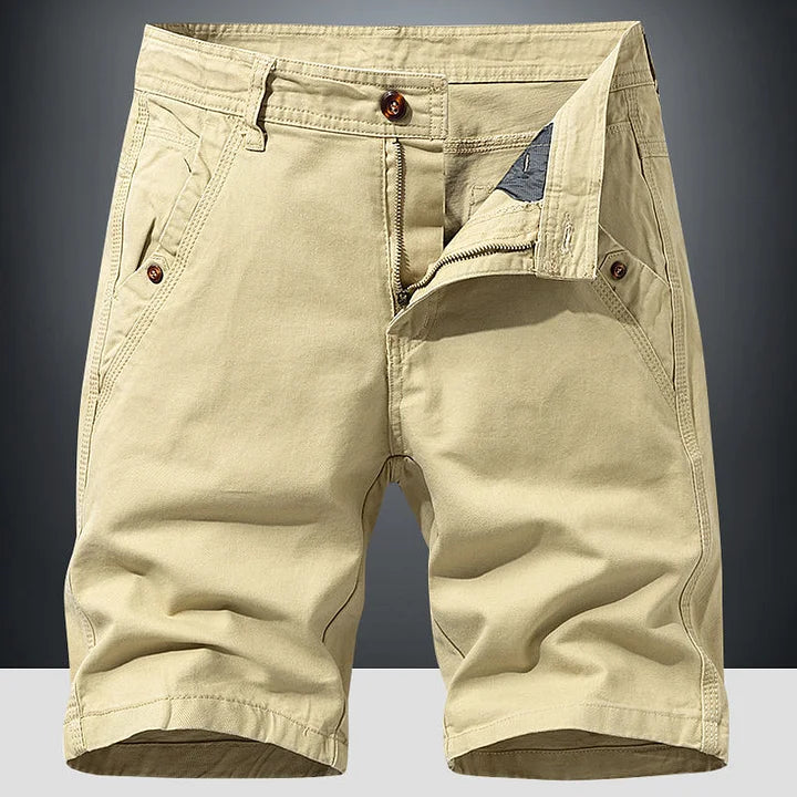 Versatile men's chino shorts for summer, ideal for everyday wear, offering a relaxed fit and smart casual style.