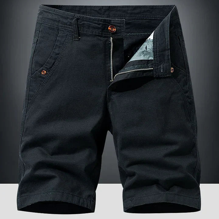 Relaxed fit men's comfortable chino shorts, essential for warm weather, offering a cool and versatile summer style.