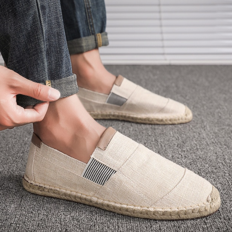 Men's comfortable slip-on espadrilles. Perfect lightweight casual summer shoes for warm weather & beach style.