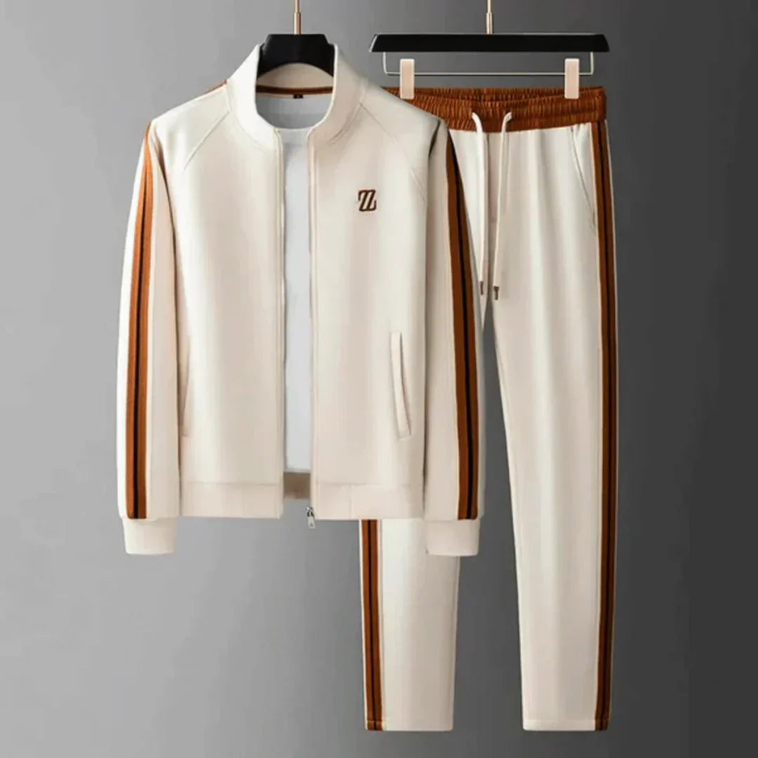Men's stylish pullover tracksuit top, part of a comfortable athletic set, ideal for relaxed fit and activewear.