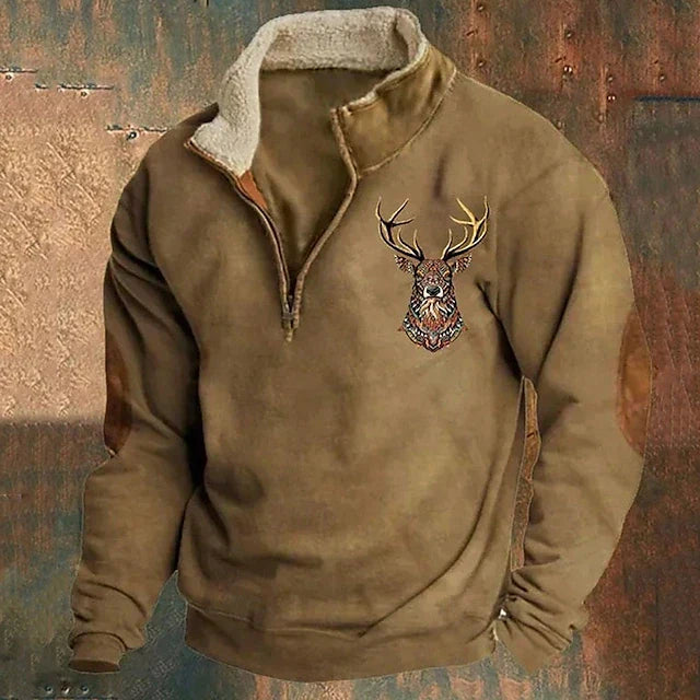 Men's comfortable zip-up pullover hoodie in heather gray, perfect for casual layering and fall warmth.