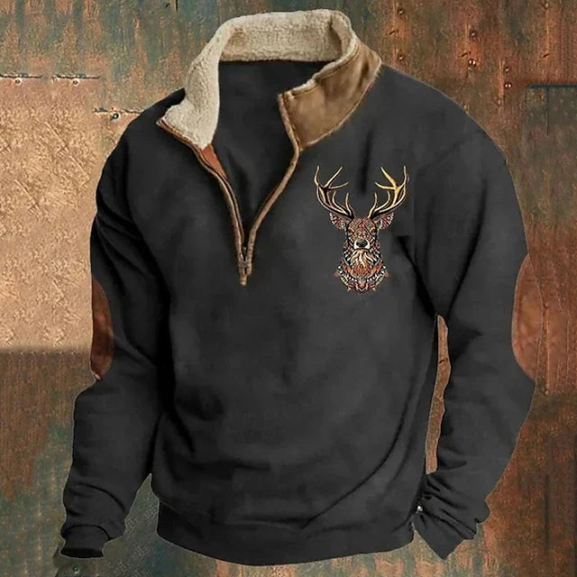 Casual men's long-sleeve zip-up hoodie, ideal for everyday comfort and versatile layering in cool weather.