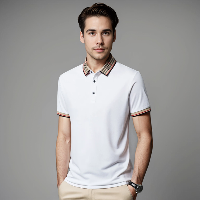 Versatile men's polo shirt with a modern fit & smart contrast collar. Ideal for everyday wear & summer fashion.