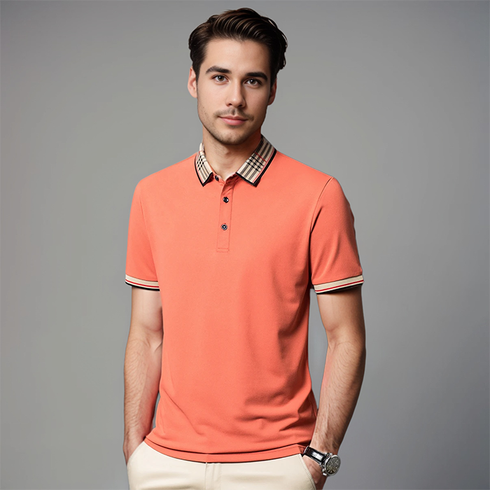 Men's smart casual polo shirt, short sleeve, offering a contemporary modern fit. Great for summer wear.