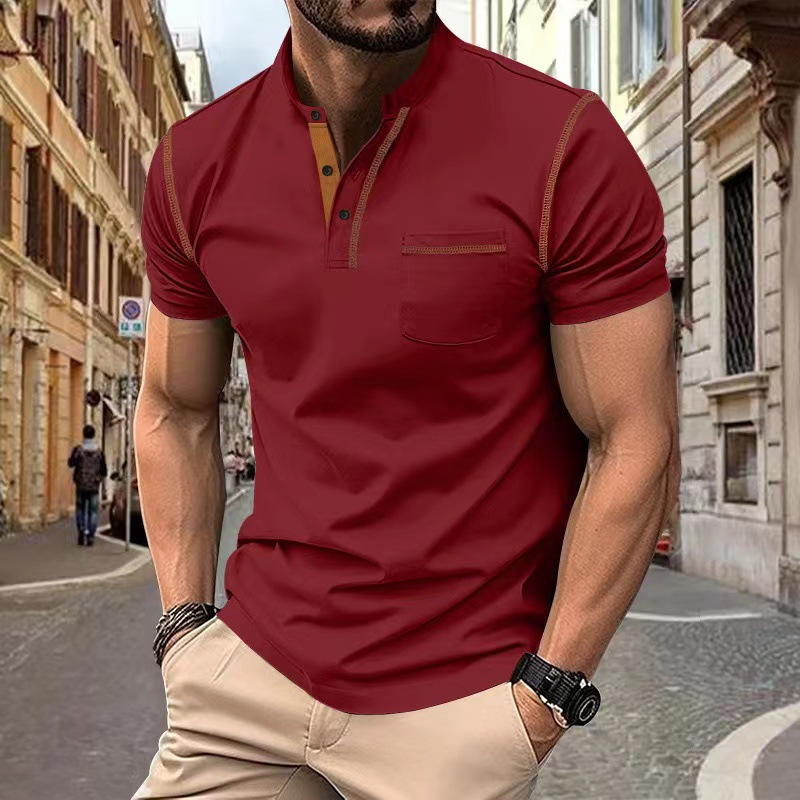 Dark green men's contrast polo shirt. Modern, sporty-elegant. Versatile for casual to smart casual wear.