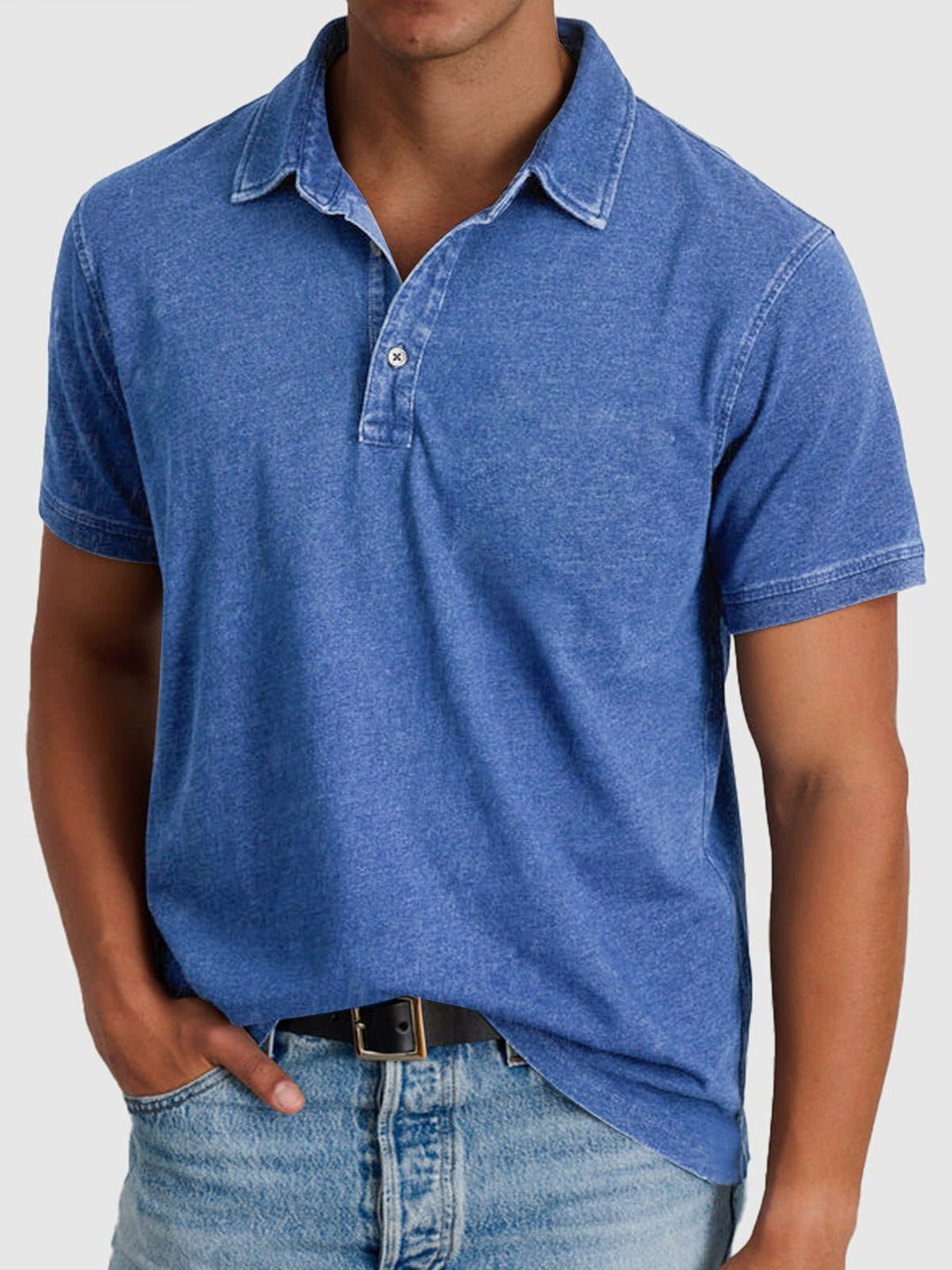 Men's cotton short sleeve polo shirt with button closure & classic collar for effortless casual style.
