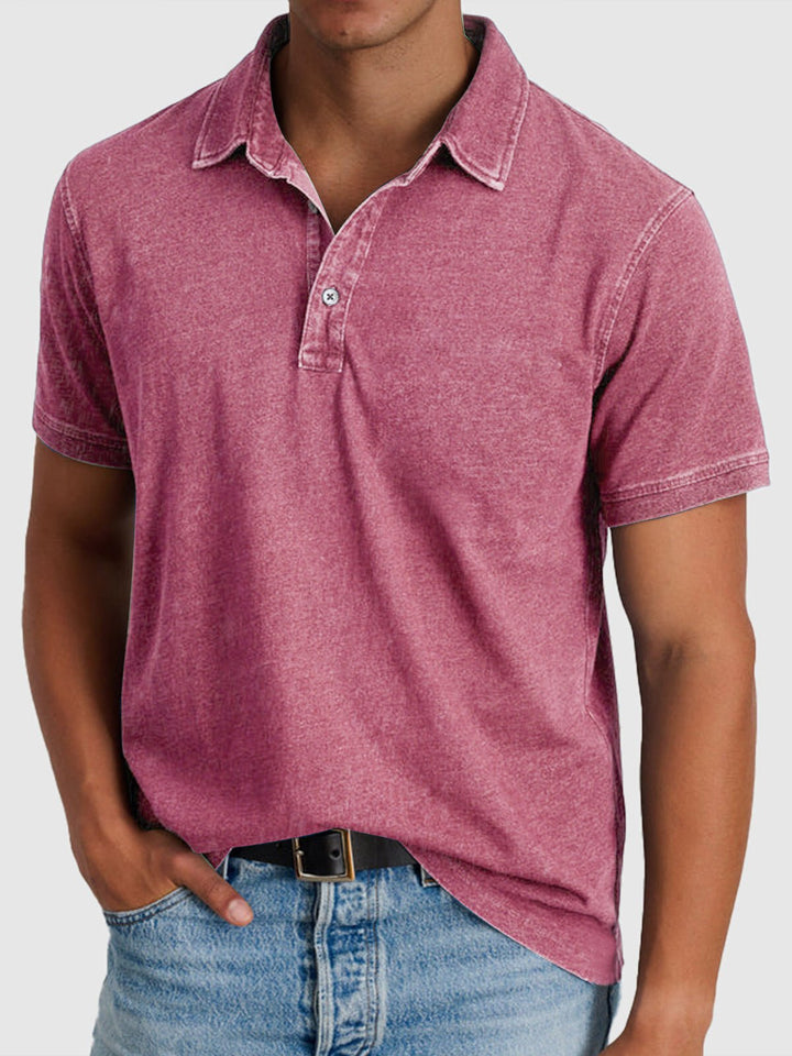 Smart casual men's cotton polo top. Short sleeve design, button closure, and polo collar for versatile fashion.