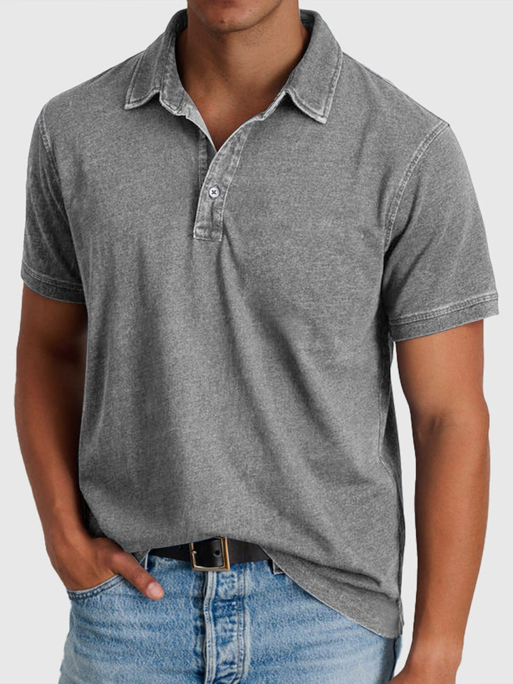 Comfortable cotton men's short sleeve polo with a stylish collar and button closure, ideal for casual outfits.