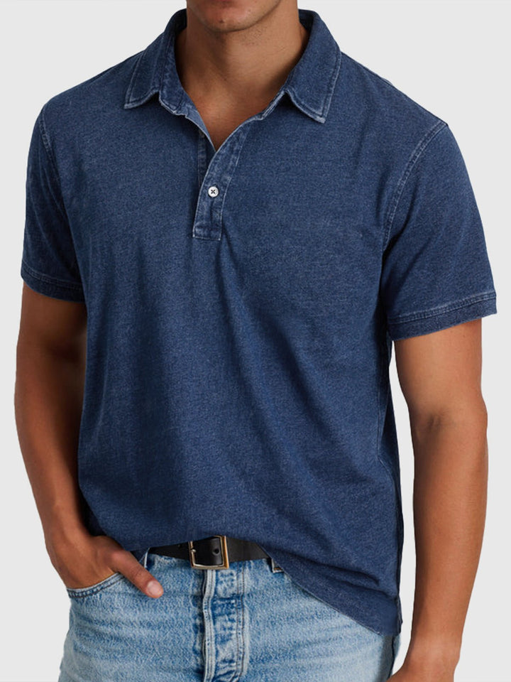 Regular fit men's cotton polo shirt, short sleeve, smart casual. Features a classic collar & button closure.