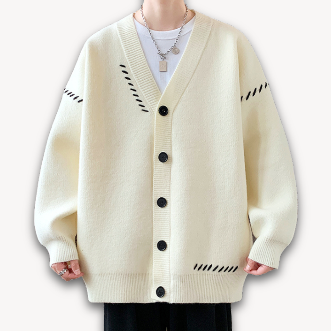 Premium men's knitted long-sleeve button-up cardigan. Modern, cozy, and comfortable outerwear.