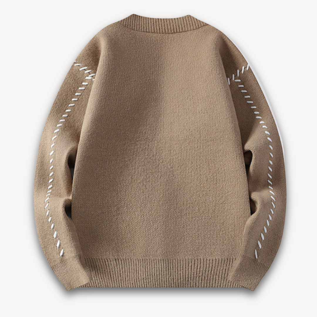 Stylish men's casual button-up knitted cardigan. Cozy outerwear for modern fall and winter looks.