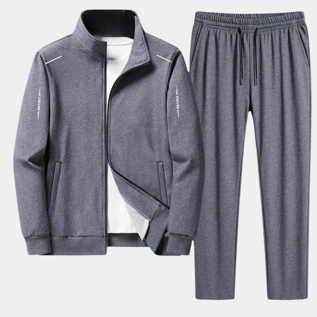 Comfortable men's casual tracksuit: a stylish hoodie and soft joggers for ultimate loungewear & activewear.