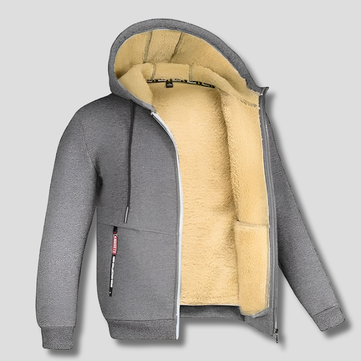 Men's essential long sleeve pullover with warm lining, ideal for winter wear & comfort.