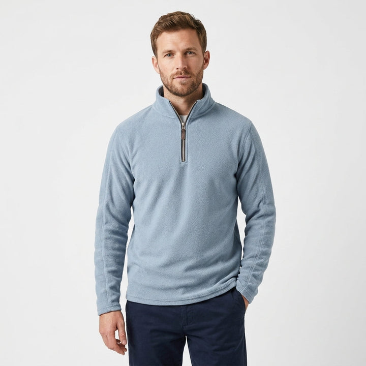Versatile men's cozy quarter-zip henley sweatshirt, long-sleeve casual wear for autumn & winter style.