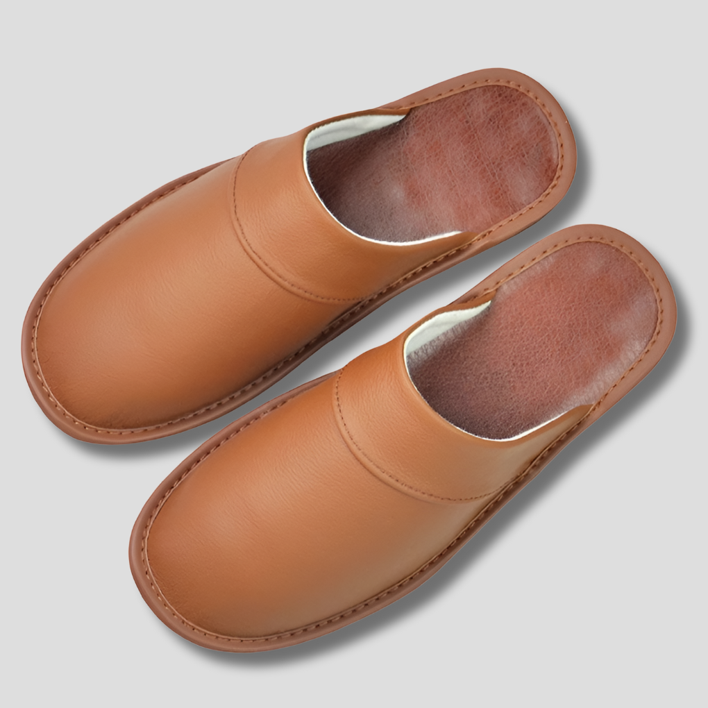 Stylish men's slip-on house slippers. Comfortable, easy-to-wear indoor footwear for ultimate home relaxation.