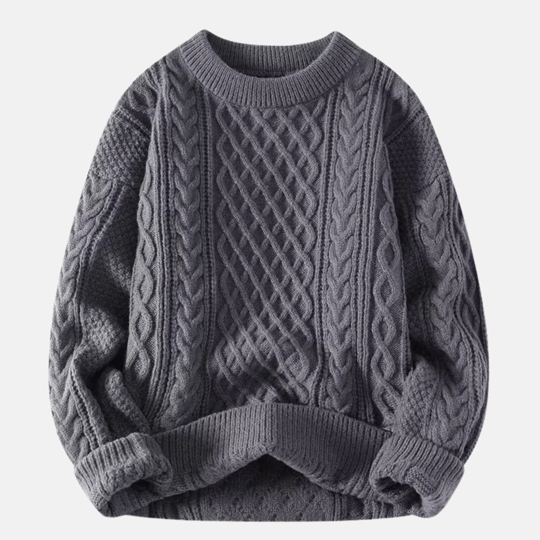 Loose fit men's solid color winter pullover. Casual knitwear for cold weather style.