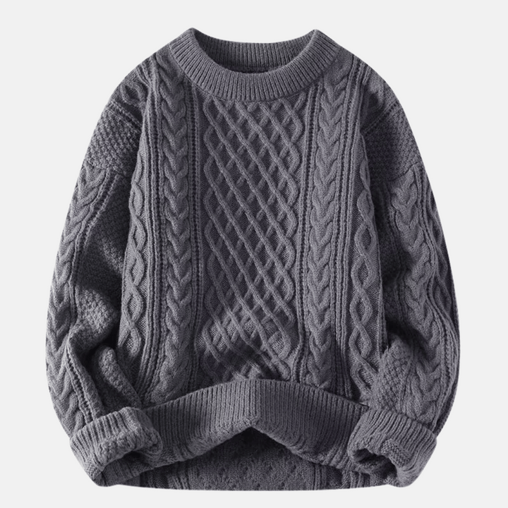 Loose fit men's solid color winter pullover. Casual knitwear for cold weather style.
