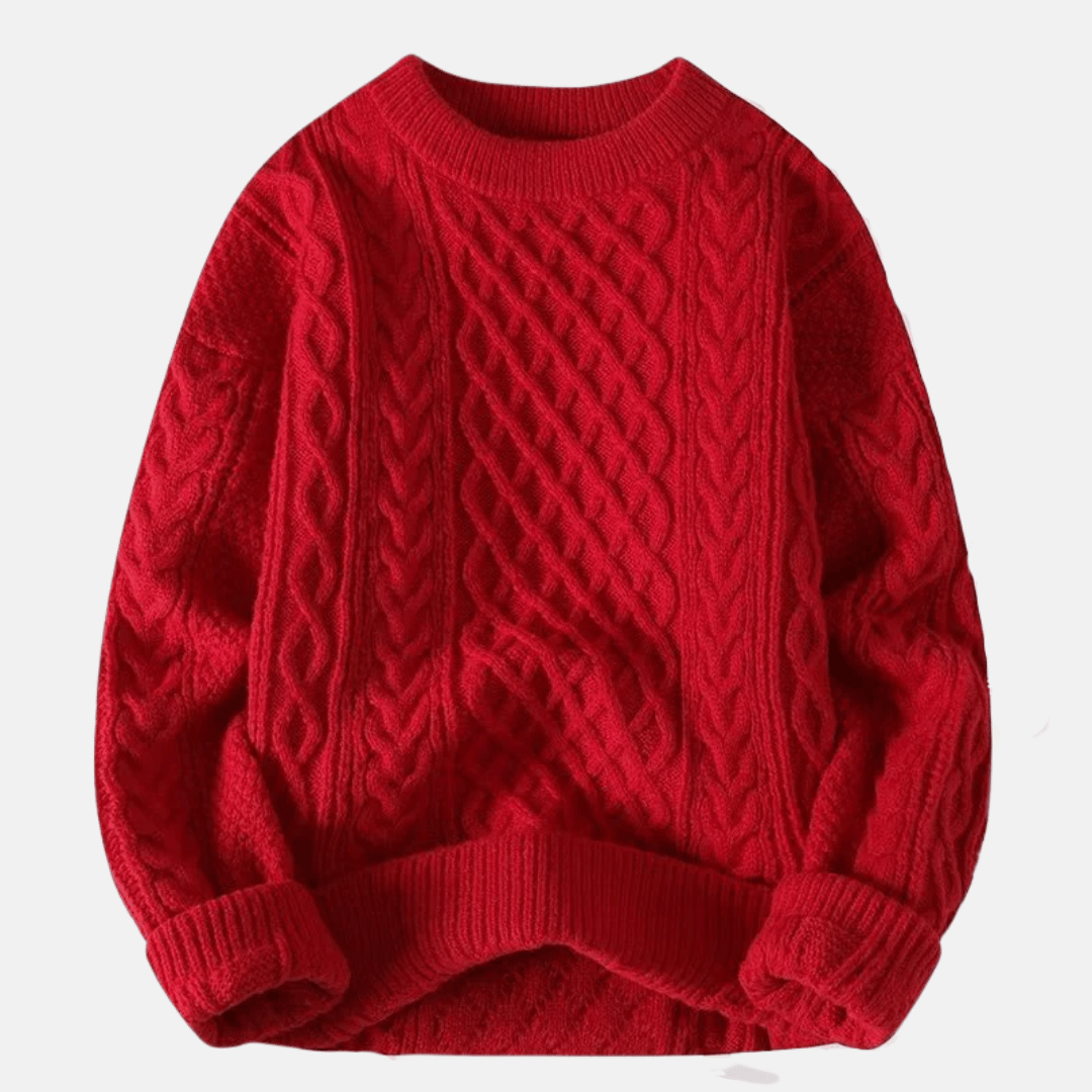 Warm men's solid color winter sweater. A cozy pullover knit for everyday cold weather wear.