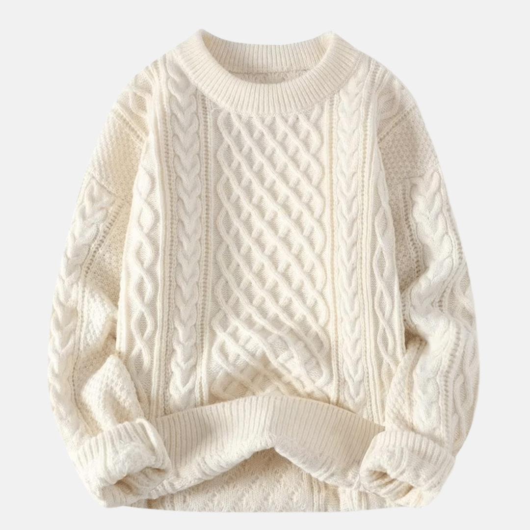 Comfortable men's solid color knit pullover, ideal for winter outerwear and casual outfits.