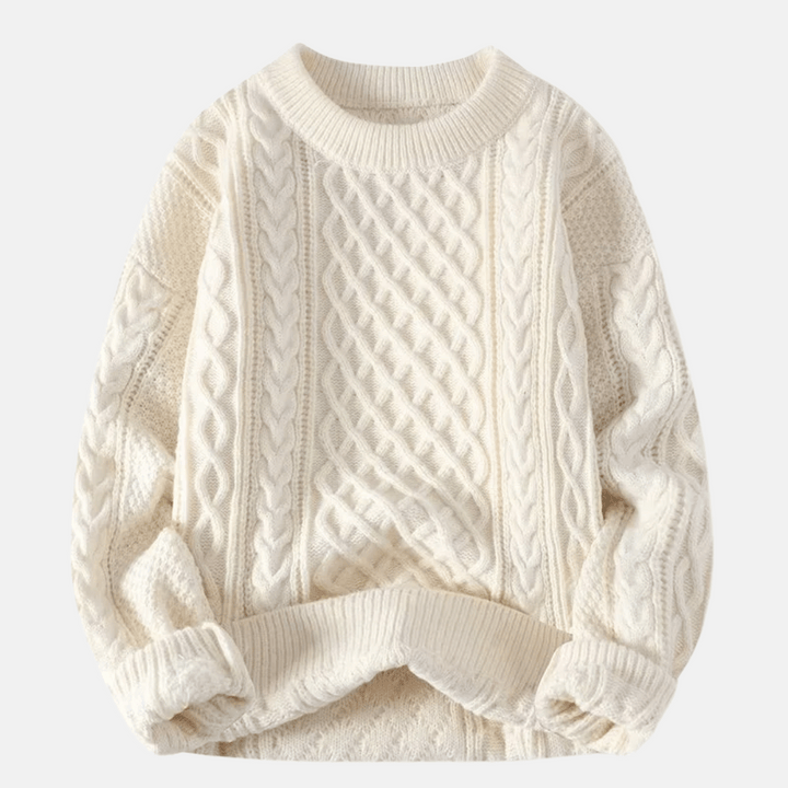 Comfortable men's solid color knit pullover, ideal for winter outerwear and casual outfits.