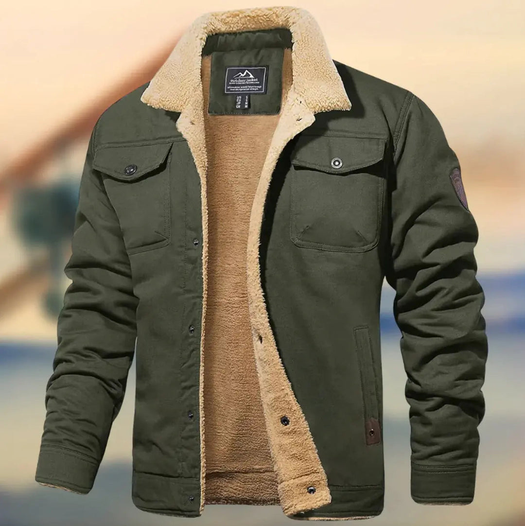 Men's cozy teddy-lined winter jacket, perfect for cold weather. Warm, stylish outerwear for men.