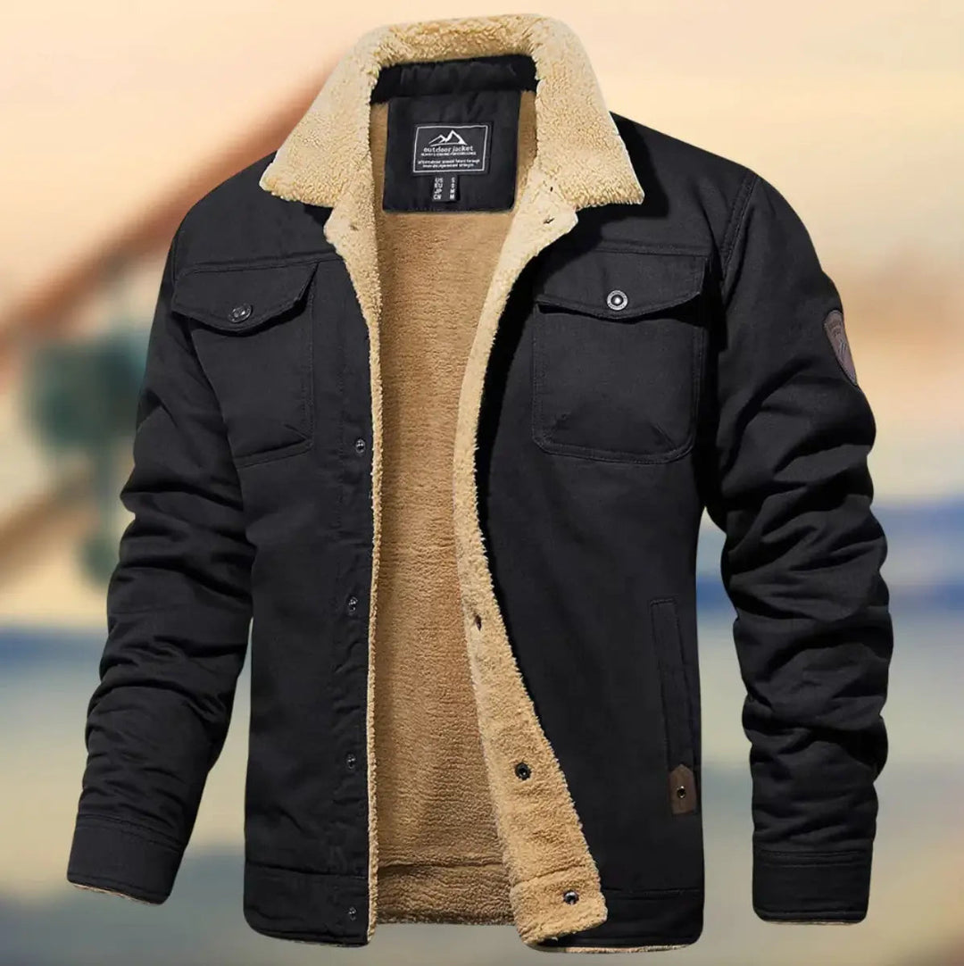 Stylish men's teddy-lined winter jacket for casual wear. Warm outerwear for men's fashion, versatile for cold.