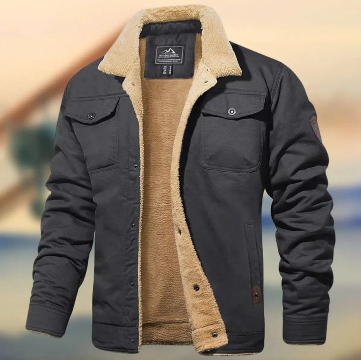Cozy men's teddy-lined winter jacket. This warm outerwear is a stylish and versatile choice for cold weather.