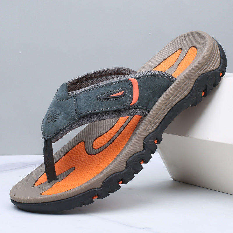 Stylish men's outdoor comfort sandals, featuring a cushioned footbed & toe post design.