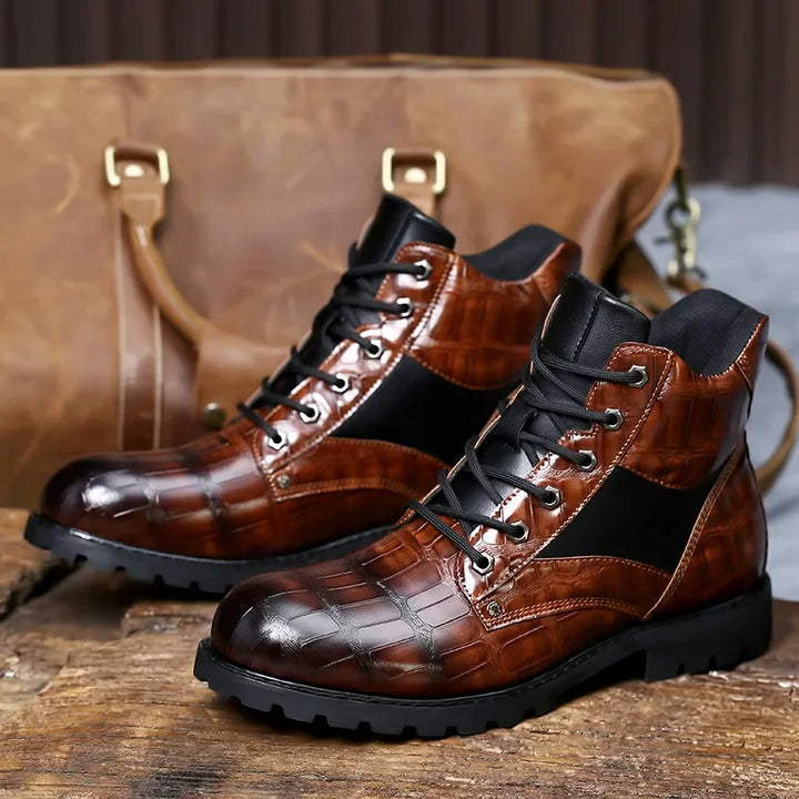 Men's Dante handcrafted dress boots in rich brown leather, perfect for elegant formal occasions and stylish outfits.