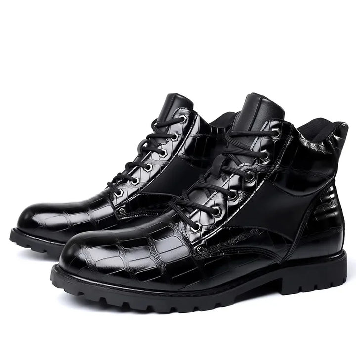 Sophisticated black Men's Dante dress boots, handcrafted with European design for a classic and elegant formal look.