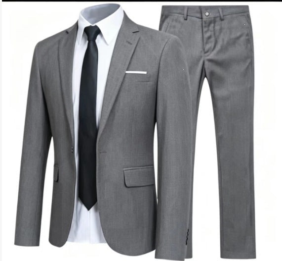 Two-piece men's digital print slim fit suit set, combining modern comfort & contemporary men's fashion.