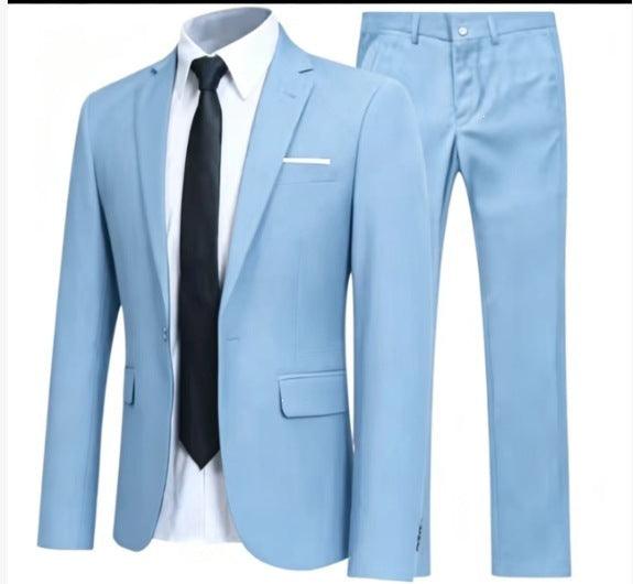 Versatile men's digital print slim suit set. Contemporary two-piece for casual & smart casual men's looks.