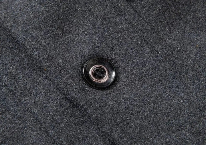 Warm men's double-layer winter coat with a unique knit collar, perfect for staying cozy in winter.
